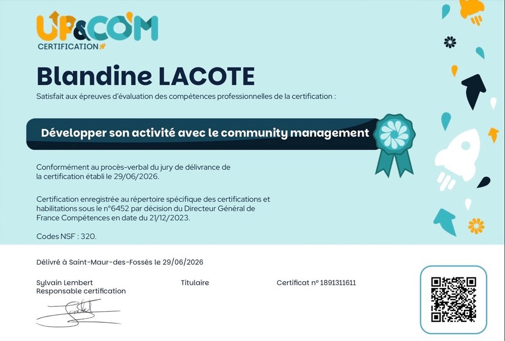 Certificat Up&Com Certification